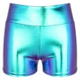 thumbnail image 6 of Doomiva Women's Shiny Metallic Shorts High Waist Rave Party Dance Booty Shorts Hot Shorts Blue&Purple M, 6 of 7
