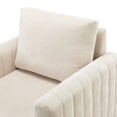 thumbnail image 2 of Comfy Velvet Fabric Club Chairs Set of 2 Upholstered Accent Armchairs Lounge Sofa Removable Backrest Wood Legs Home Living Room Ivory, 2 of 7