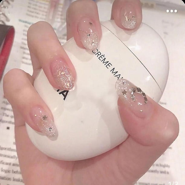 24 Uds. Uñas postizas de estilo dulce, párrafo corto/largo, extraíbles