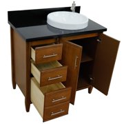 MCM 37 Single Solid Wood Vanity with Right Round Sink in Walnut/Black