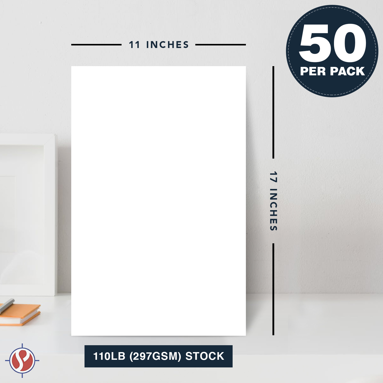 White Heavyweight Cover Stock | Extra Thick and Durable 110lb Cover (297 GSM) – Smooth Finish | For Arts and Crafts, Postcards, Posters | 11" x 17" Ledger Size | 50 per Pack