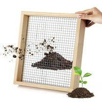 Soil Sifter for Gardening, 2/5" Mesh Compost Sifter for Sifting Dirt Rocks, Wooden Frame Metal Wire Mesh, Garden Sieve for Potted Plants Nurseries