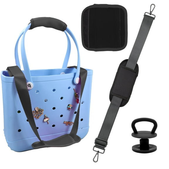 THICVEN Strap Wrap for Bogg Bag, Adjustable Crossbody Shoulder Long Straps for XL Medium Bog Beach Rubber Tote Bag Accessories (Black)