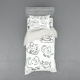 thumbnail image 2 of Ambesonne Cartoon Bedding Set 4 Pcs, Monochrome Doodle, Queen, Black White, 2 of 3