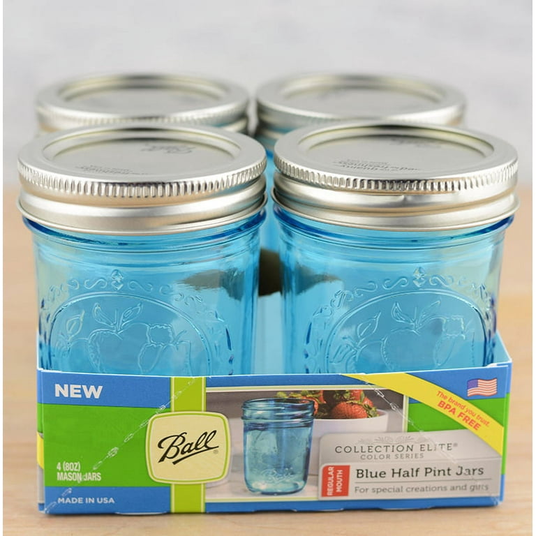 Ball 8 oz. Regular Mouth Collection Elite Blue Half Pint Jar (Pack of 4)  1440069022 - The Home Depot