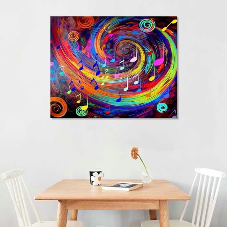 Pratyus Music Notes Colorful Painting Psychedelic Art Canvas Wall