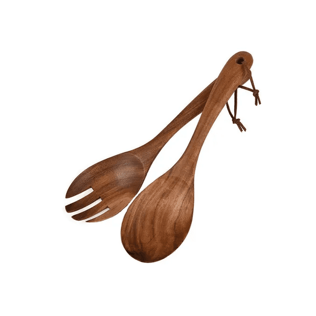2pcs Cuchara De Madera + Tenedor Para Ensalada Cocina Xtellar cafe