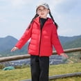 thumbnail image 6 of Fesfesfes Unisex Kids Medium Long Down Jacket Hooded Coat Thick Insulated Outerwear for Cold Weather Casual Childrens Padded Parka Winter Warm Outwear(Red#1,9 Years), 6 of 8