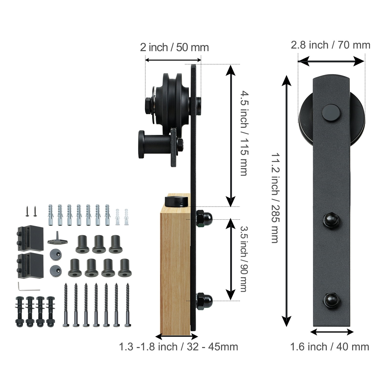 BENTISM 10 ft, 118.1'' x 1.5'' x 0.2'' Sliding Barn Door Hardware Kit