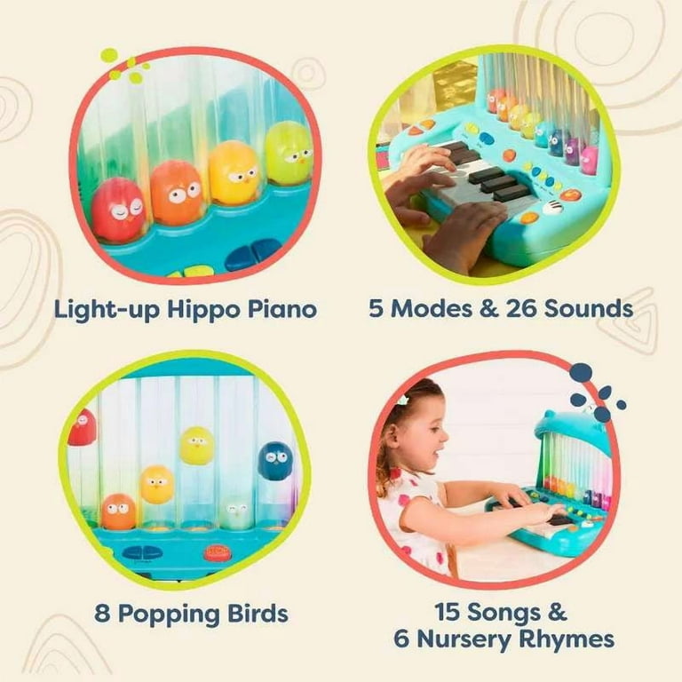 B. toys Hippo Pop Play Piano Musical Toy with Lights Sounds