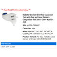 thumbnail image 2 of Radiator Coolant Overflow Expansion Tank with Cap and Level Sensor - Compatible with 2004 - 2009 Audi S4 4.2L 2005 2006 2007 2008, 2 of 3