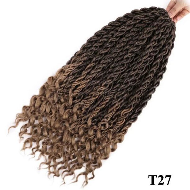 Faux Locs-trenzas sintéticas de ganchillo para mujer, trenzas sintéticas de ganchillo ombré para trenzar el cabello, cerraduras Bohemias de 18 pulgadas, 24 soportes
