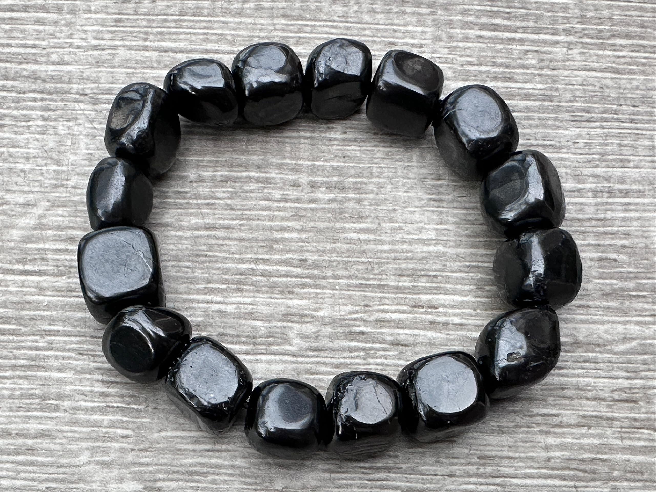 Shungite Crystal Nugget Bracelet, Wholesale Genuine Shungite Tumbled Gemstone Bracelet, Gift for Men & Women (5)