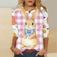 thumbnail image 2 of lcziwo Sales Prime Easter Shirts for Women Spring 3/4 Sleeve Crewneck Blouses Novelty Eggs Pattern Tee Cute Rabbit Graphic Tunic 2025 Holiday Tops Pink XL, 2 of 6