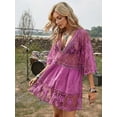 thumbnail image 3 of JYLFC Womens Lace Bathing Suit Cover Up V-Neck Swimsuit Coverups Loose Swimwear Beach Dress Beachwear,Purple, 3 of 7