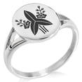 thumbnail image 1 of Stainless Steel Mizuno Samurai Crest Minimalist Oval Top Polished Statement Signet Ring, 1 of 1