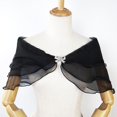 thumbnail image 3 of YAOBAMM See-through Mesh Shawl Bridal Shawl See through Mesh Buckle V Neck Romantic Soft Lightweight Wedding Party Prom, 3 of 7