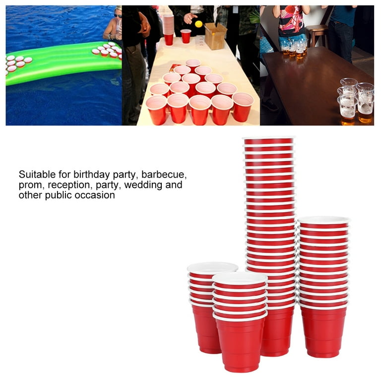 Domqga Red Plastic Party Cups 285ml Thickened Disposable Party Plastic Cup  Cola Beer Water Drinking Cups For Party Game( 50Pcs)