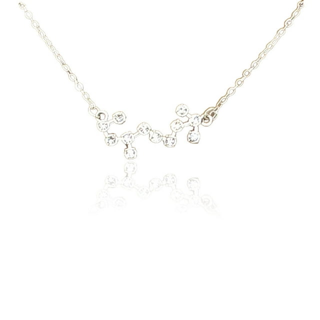 Ins Constellations Theme Friendship Necklace Rhinestone Comfortable Delicate with Display Card Pendant for Lover Festival Gifts Scorpio Silver