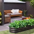thumbnail image 4 of LuxenHome 5.5-Ft Oval Brown Galvanized Raised Garden Bed Planter Box Outdoor Steel Planting Bed, 4 of 19