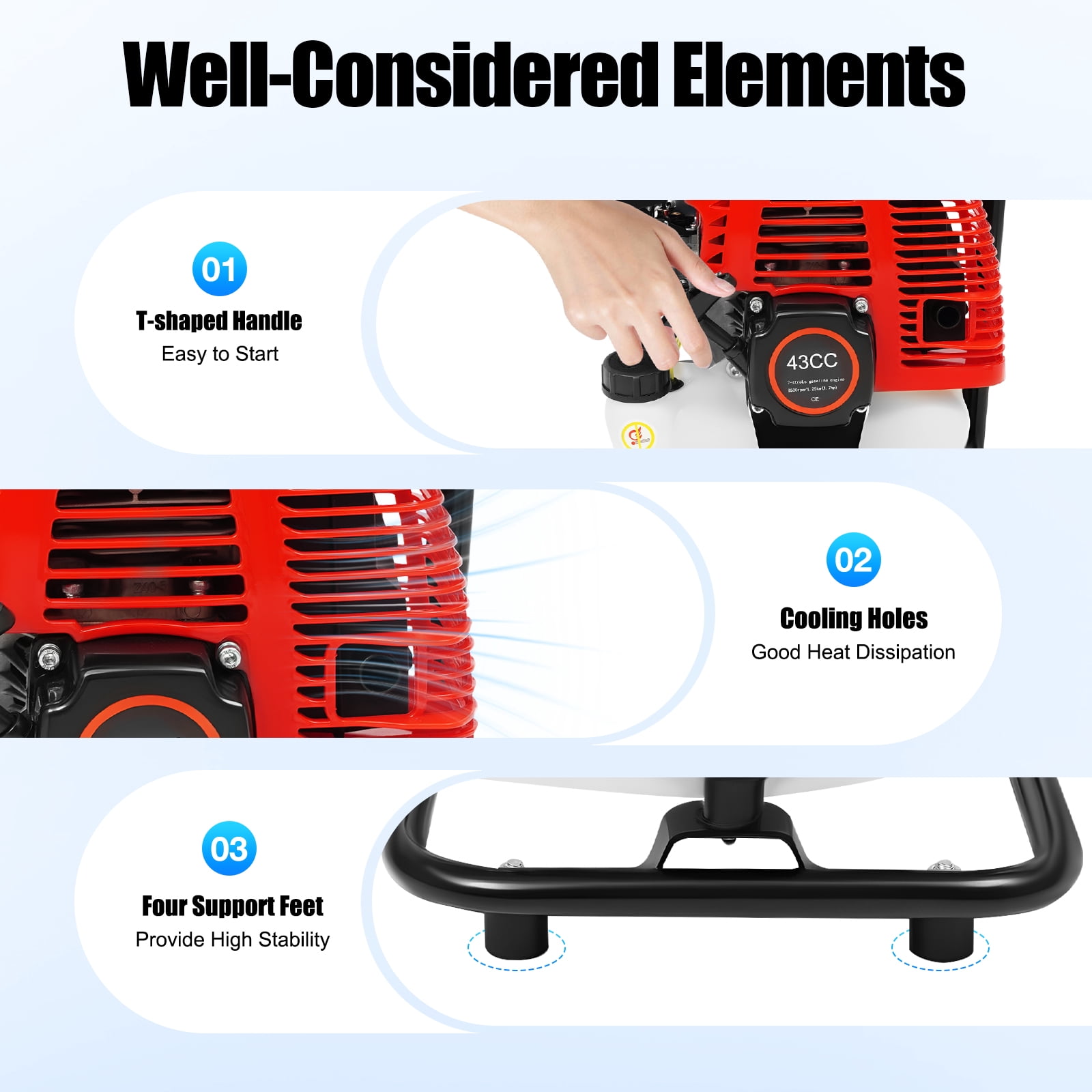 1 Inch Gas Powered Water Transfer Pump,43cc 2-Stroke 1.7HP Gasoline Semi-Trash Water Pump 8500RPM Air cooled High Pressure Irrigation Transfer Pump with Complete Kits for Irrigation