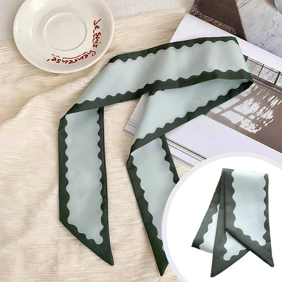 PLJFXXM Wreath Sash for Front Door Green Wave Cotton Wreath Satin Sash Garland Ribbon Accessories for Wreaths Yard Doorway Indoor Outdoor Bow Bridal Shower Home Decor,2.75 x 35.43