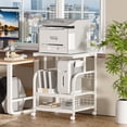 thumbnail image 3 of Leyaoyao Large Printer Stand with Storage Drawer,3-Tier Rolling Cart with Industrial Wheels for Desk, Mobile Printer Table for Office, White, 3 of 8