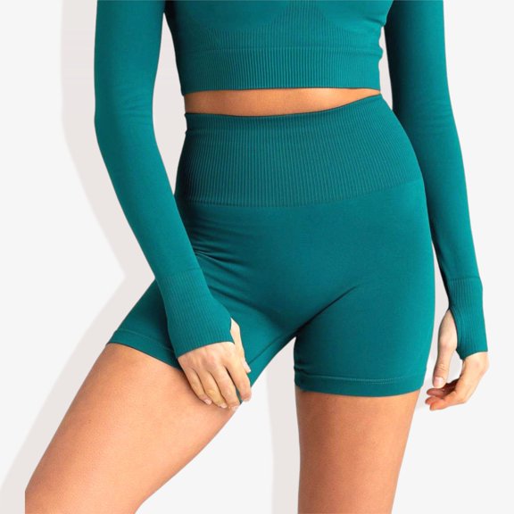 Women's High-Waisted Seamless Biker Shorts Yoga Compression Workout Shorts for Gym and Running Fitness- Large, Green