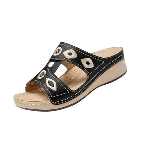 

Bnwani Shoes Women s Wedge Heel Flip Flops Multicolor Embroidered Sandals Slippers