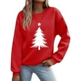 thumbnail image 2 of SYMOID Womens Red Christmas Tree Graphic Sweatshirt - Long Sleeve Crew Neck, 100% Polyester Relaxed Fit for Holiday Festivities & Daily Wear (S-XXL),Size 2XL, 2 of 5