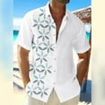 thumbnail image 2 of Inglocry Frontaley Men Shirts, Men's Cuba Guayabera Button Front Shirt, Striped Printed Short Sleeves Summer Shirts For Men White XL, 2 of 5