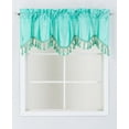 thumbnail image 5 of 1Pc Wave Green Mint color waterfall valance with tassels faux silk rod pocket semi sheer ascot dressing window 55" wide X 18" long for kitchen décor, 5 of 5