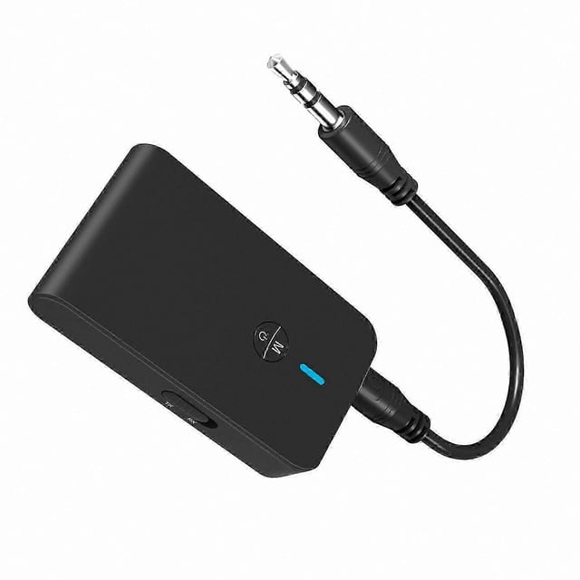 Wireless Audio Adapter with Bluetooth 5.0, 3-in-1 Transmitter and Receiver, 3.5mm Jack for Streaming Music (Black)