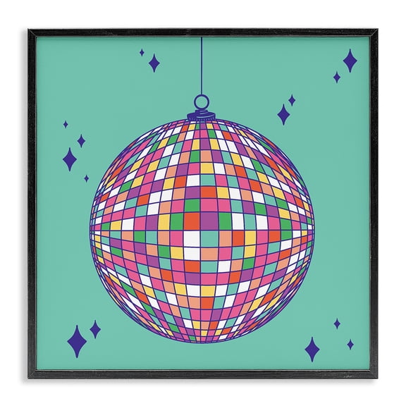 Stupell Industries Geometric Modern Disco Ball Geometric Painting Black Framed Art Print Wall Art, 12 x 12