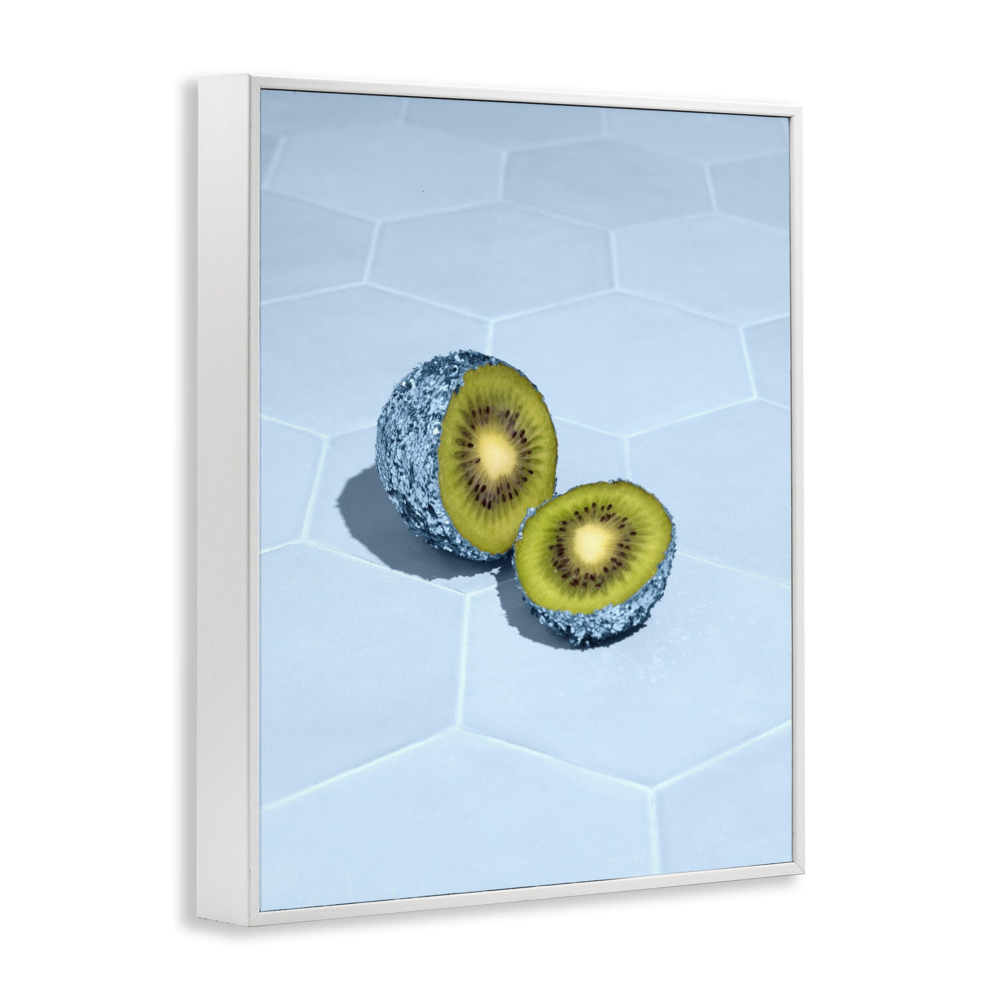 Stupell Industries Blue Glimmer Kiwi White Framed Giclee Art, design by LISH Creative