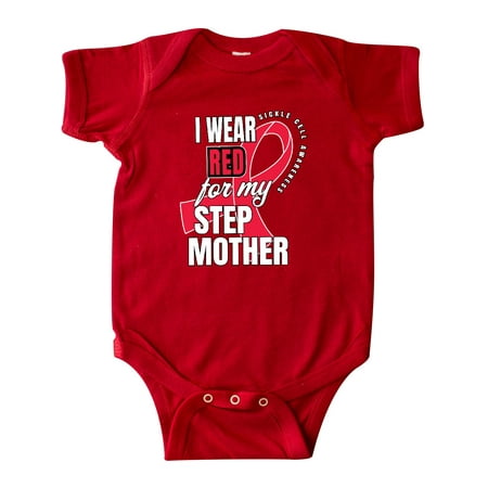 

Inktastic Sickle Cell Awareness I Wear Red For My Step Mother Gift Baby Boy or Baby Girl Bodysuit