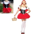 thumbnail image 3 of KAKOWELY Disfraz de Caperucita Roja para Halloween, fiesta, baile de máscaras, cosplay (rojo), 3 of 4