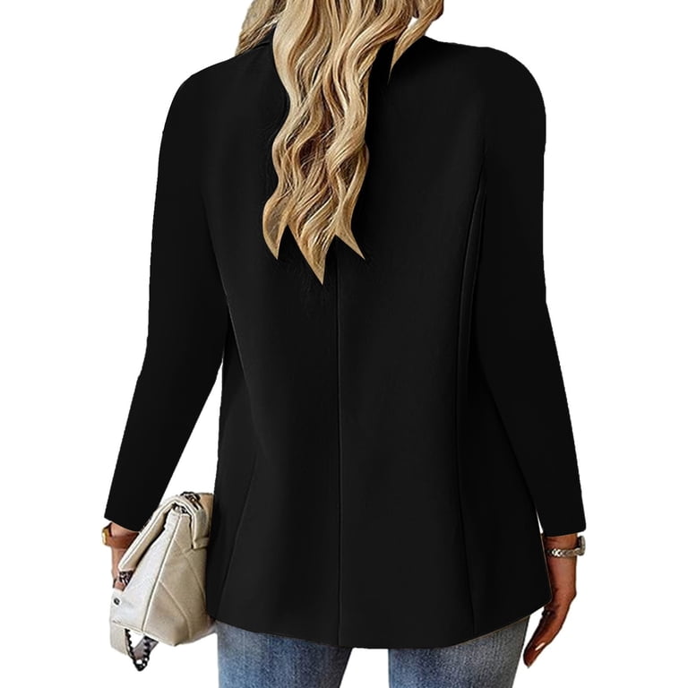 Siilsaa Women Blazer Dress Plus Size Notched Lapel Pockets Button Work  Office Blazer Jacket Suit Black,M - Walmart.com