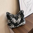 thumbnail image 2 of Bolso de hombro retro de lona con cerrojo para mujer, bolso de mano con estampado floral y cuentas Hugtrwg Para estrenar, 2 of 9