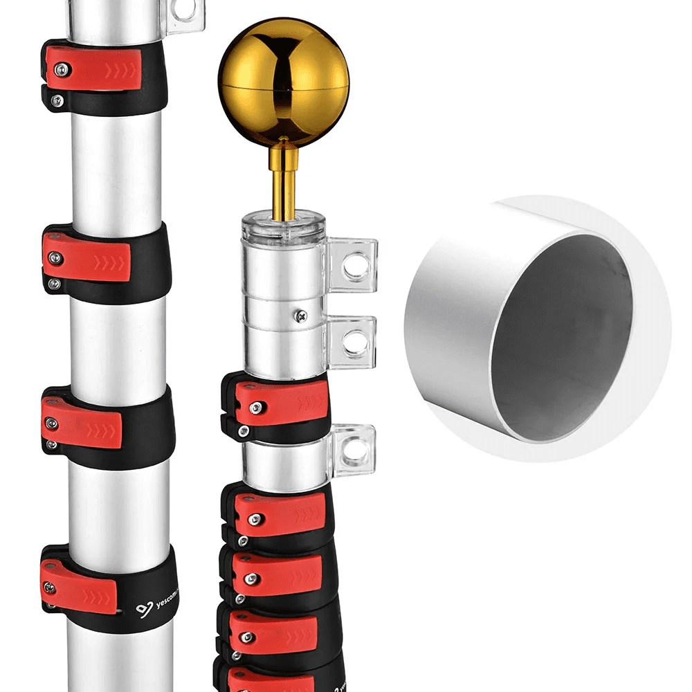 30' American Aluminum Telescopic Flag Pole, Silver