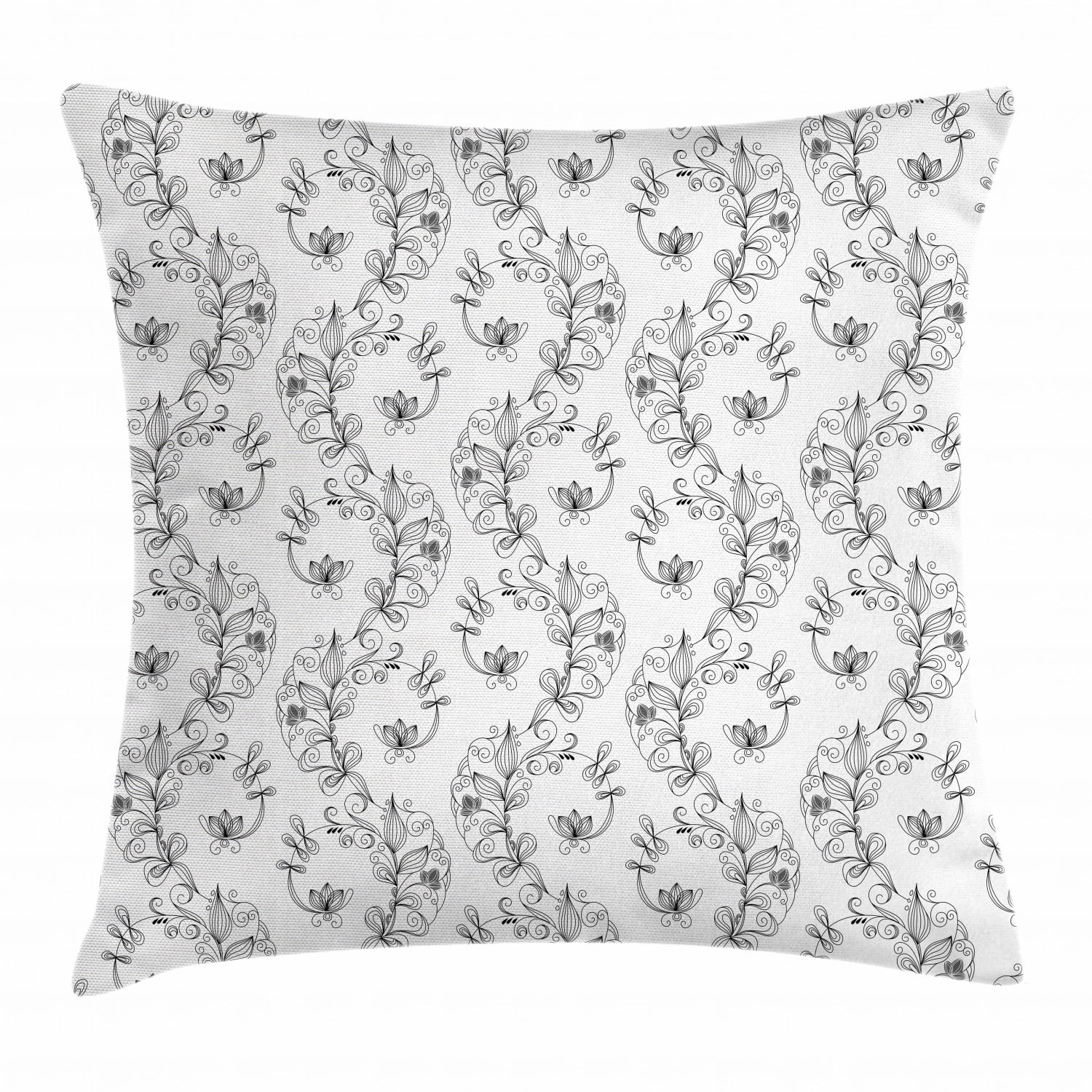 Black and White Throw Pillow Cushion Cover, Scroll and Swirls Pattern