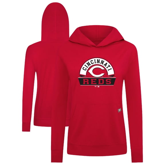 Women's Levelwear Red Cincinnati Reds Relay Banner Arch Long Sleeve T-Shirt Hoodie