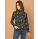 thumbnail image 2 of Blusa Allegra K Floral Vintage Cuello Fruncido con Volantes Manga Larga Mujer Negro XS, 2 of 6