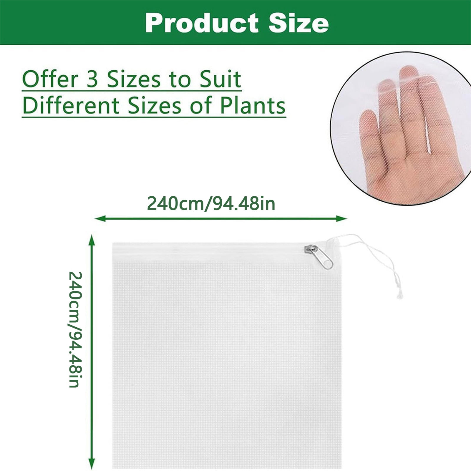 SHULIN 60 Mesh Thicken Garden Netting Protection Fly Barrier, Ultra-Fine Mesh Screen Plant Covers for Raised Bed, Greenhouse Accessories – Protective Garden Netting for Vegetables & Fruits 2.4x2.4M
