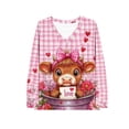 thumbnail image 4 of Craaazy Women's Pink Valentines Shirts Casual V-neck Long Sleeve Tops Gifts, 4 of 4