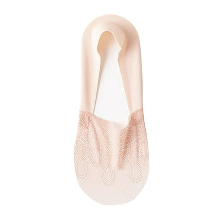 

No Show Womens Socks Leisure Solid Color Breathable Thin Anti Slip Lace Shallow Mesh Socks