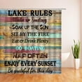 thumbnail image 2 of Rustic Lake Cabin Shower Curtain Relax Lake Rules Inspirational Quotes Vintage Wooden Board Barn Door Plank Farmhouse Country Lakeside Cottage Lodge Camping RV Decor Fabric Bathroom Curtain with Hook, 2 of 3