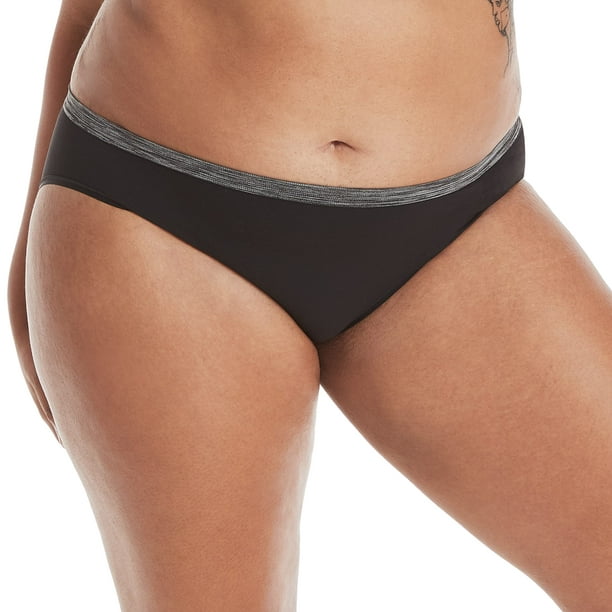 Hanes Womens Comfort Flex Fit Microfiber Stretch Bikini 6-Pack, L, Assorted