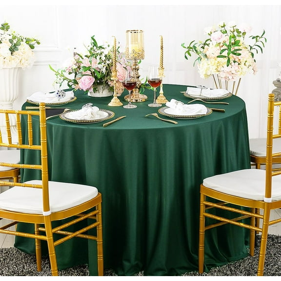 Wedding Linens Inc. Wholesale Scuba Wrinkle Free 120" Round Table Cover Tablecloth - Hunter Green / Holly Green