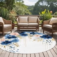 thumbnail image 4 of Round Rug 6Ft Washable Non-Slip, Navy Blue Spring Floral Circle Area Rugs for Living Room Bedroom, Farmhouse Butterfly Indoor Floor Mats Carpet Runner for Home Decor Aesthetic, 4 of 8